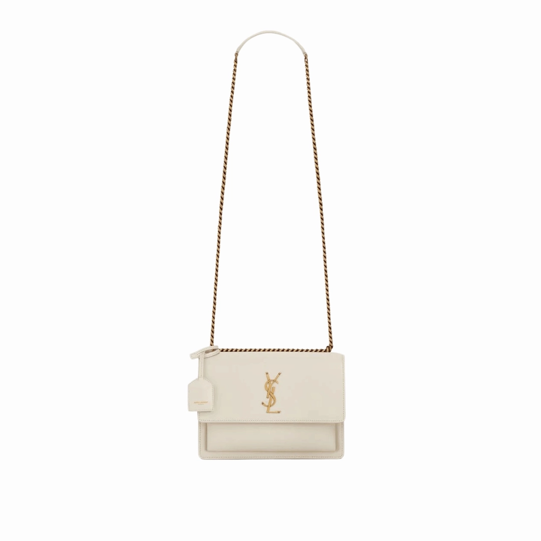 Saint Laurent Medium Sunset Shoulder Bag white