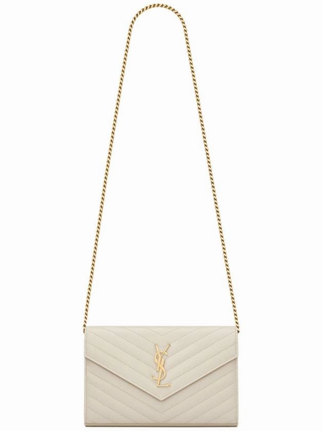Saint Laurent Monogram Matelasse Chain Shoulder Bag White