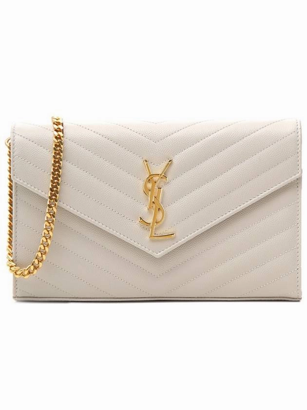 Saint Laurent Monogram Matelasse Chain Shoulder Bag White