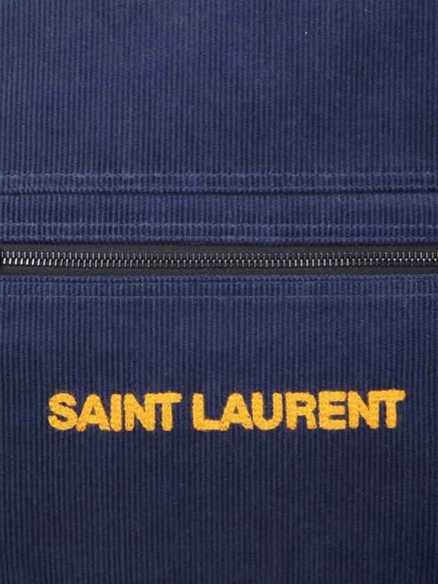 Saint Laurent Nux Logo Corturoy Backpack Navy Blue
