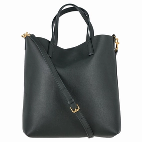 Saint Laurent Toy Shopping Tote Bag in Dark Green Leather