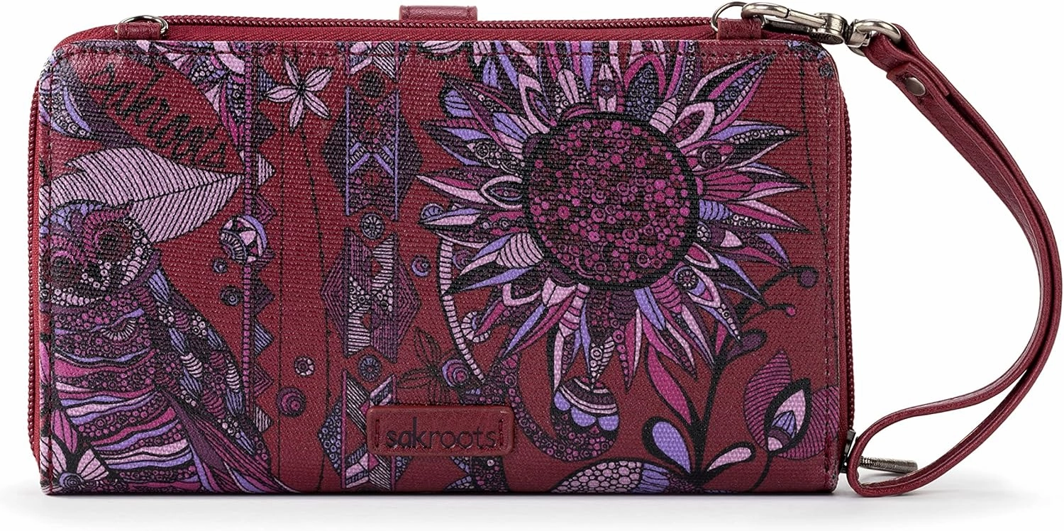 Sakroots Large Smartphone Crossbody Bag in Coated Canvas, Convertible Purse with Detachable Wristlet Strap