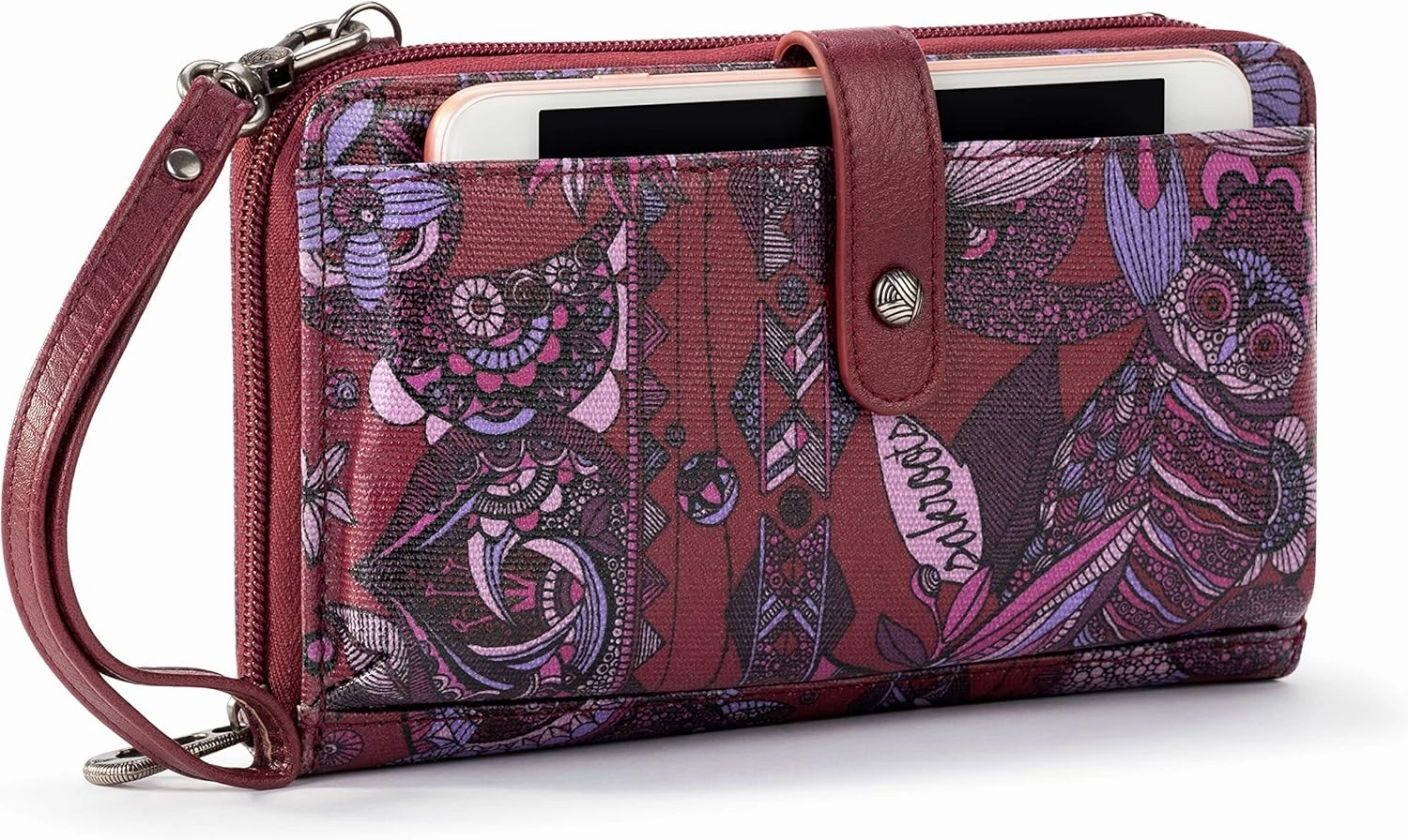 Sakroots Large Smartphone Crossbody Bag in Coated Canvas, Convertible Purse with Detachable Wristlet Strap