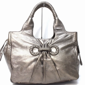 Salvatore Ferragamo Gancini   Leather Handbag Shoulder Bag Tote Bag (Pre-Owned)