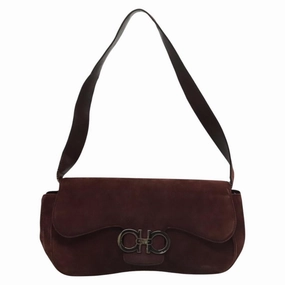 Salvatore Ferragamo Gancini Suede Shoulder Bag (Pre-Owned)