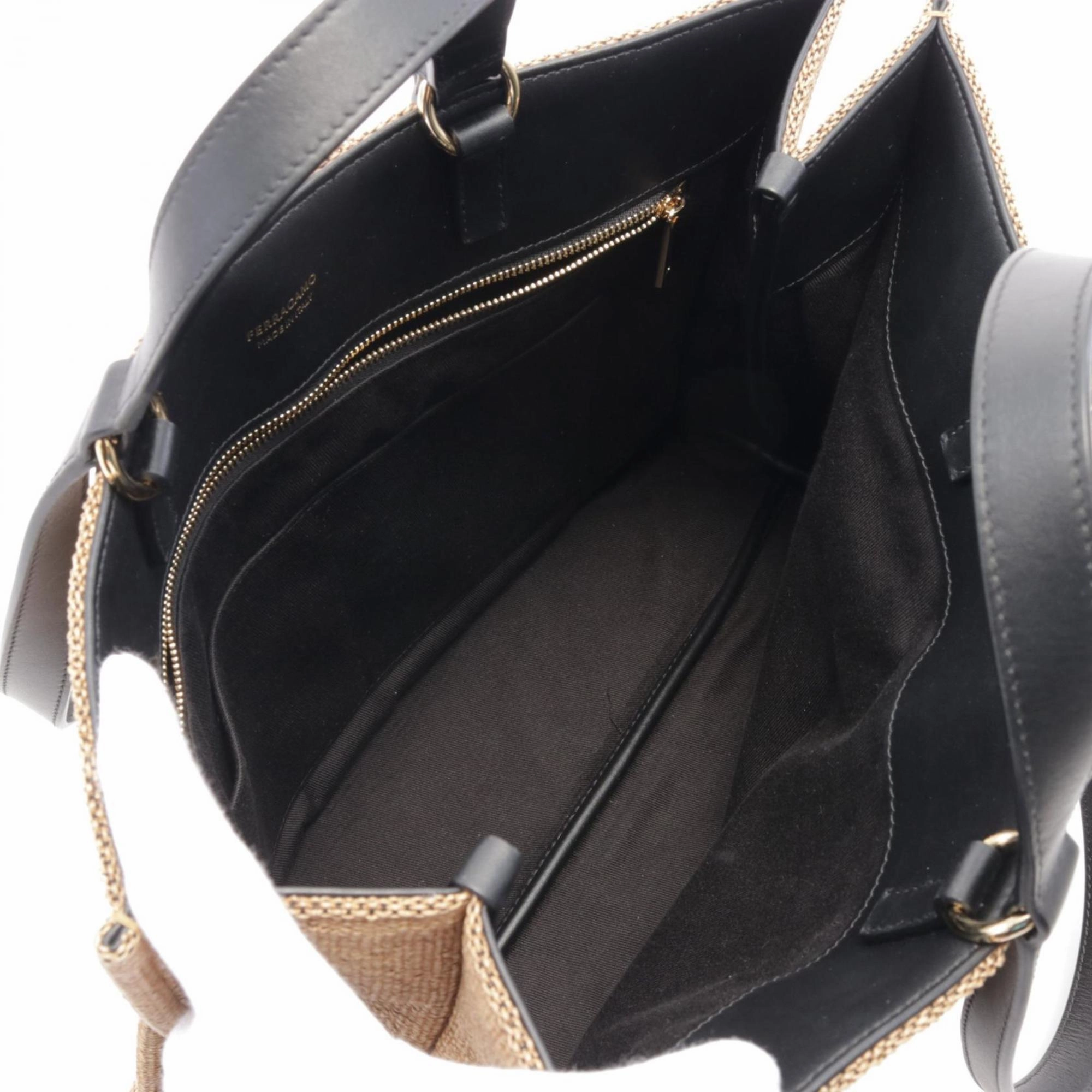 Salvatore Ferragamo  Leather Raffia Tote Bag (Pre-Owned)