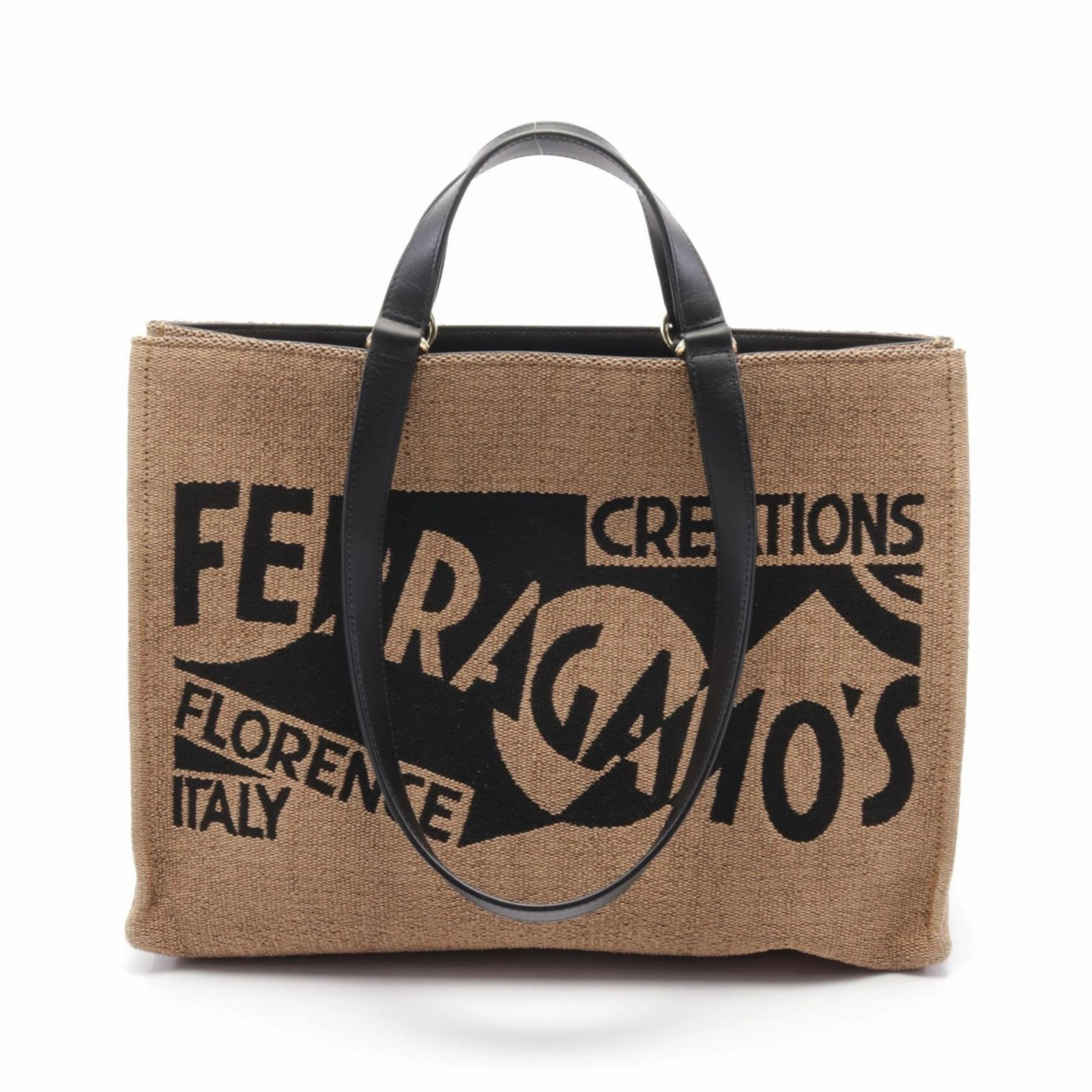 Salvatore Ferragamo  Leather Raffia Tote Bag (Pre-Owned)