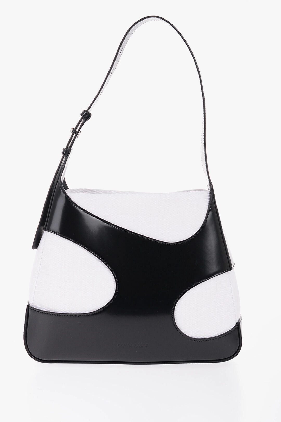 Salvatore Ferragamo Two-Tone Patent Leather And Canvas Shoulder Bag