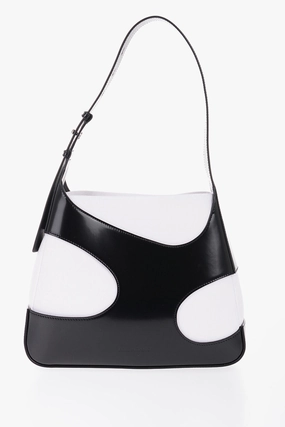Salvatore Ferragamo Two-Tone Patent Leather And Canvas Shoulder Bag