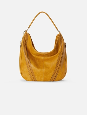 Savannah Vegan Leather Perforated Hobo | Saffron