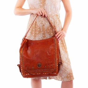 Scully Western Handbag Shoulder Leather Stud Accents F0_B369 - 16 x 14 x 3.5