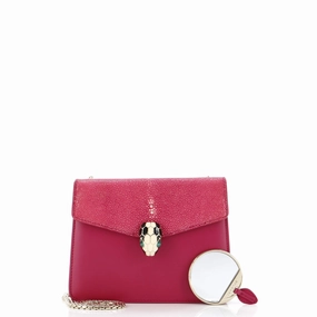Serpenti Forever Square Shoulder Bag Leather and Stingray Small