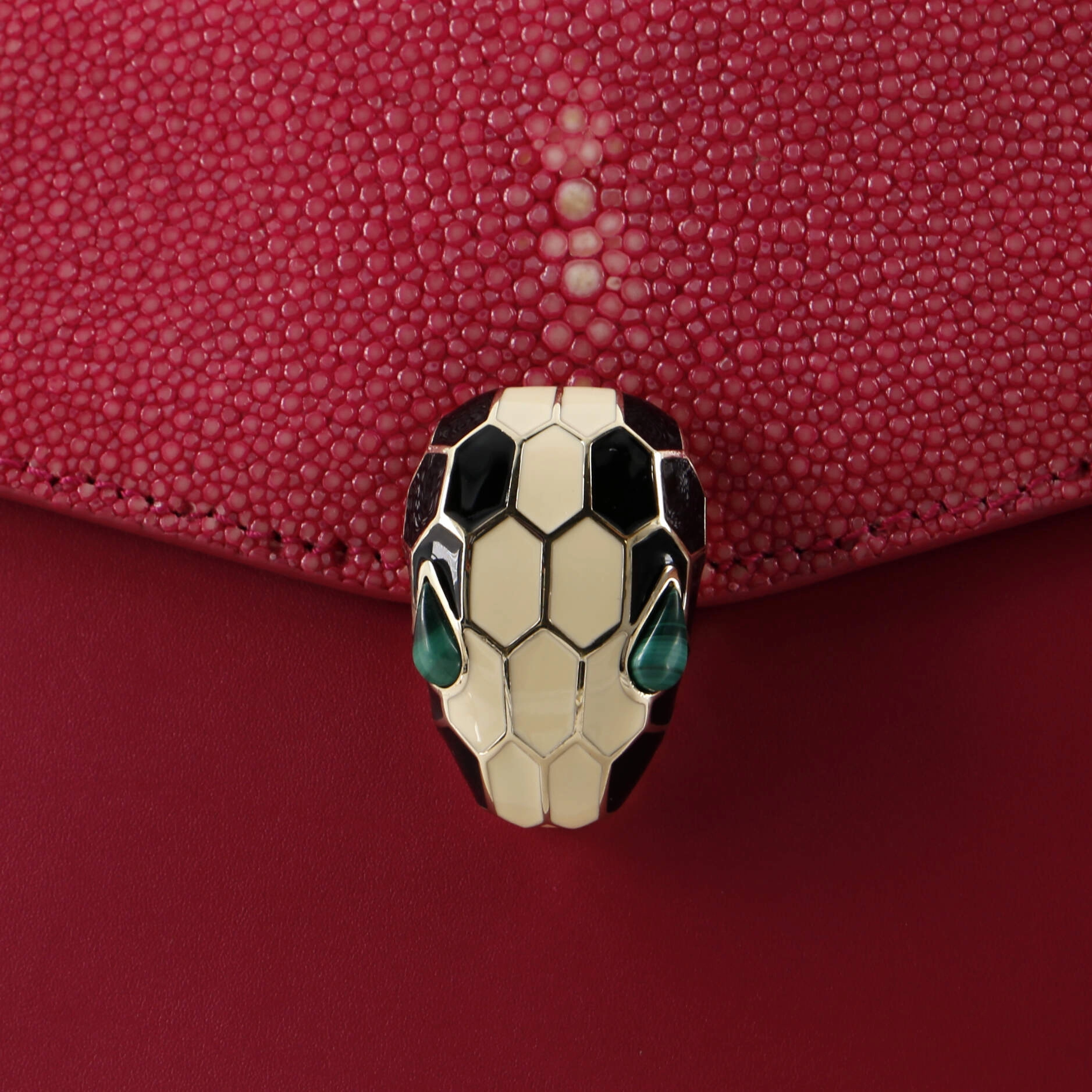 Serpenti Forever Square Shoulder Bag Leather and Stingray Small