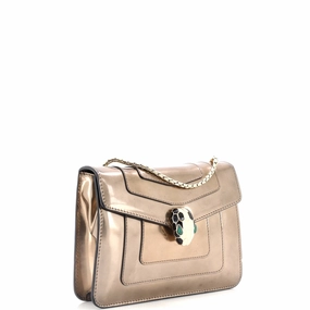 Serpenti Forever Square Shoulder Bag Metallic Leather Small