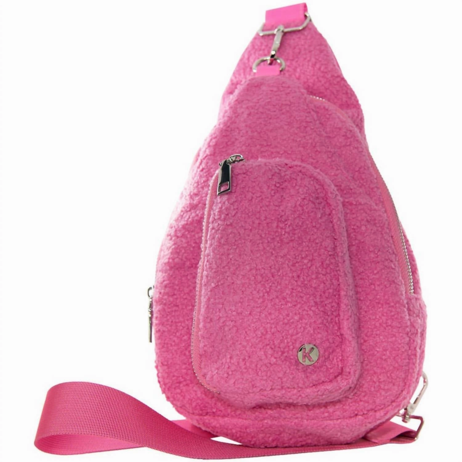 Sherpa Crossbody Sling Bag Barbiecore In Hot Pink