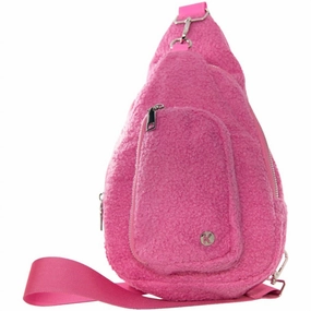 Sherpa Crossbody Sling Bag Barbiecore In Hot Pink