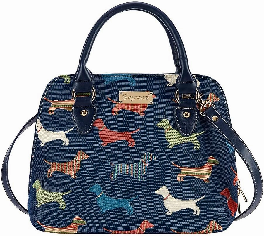 Signare Tapestry Hand Shoulder Bag Cross Body Purses Handbag Satchel Bag for Women In Dachshund Dog Design |CONV-DACH
