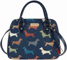 Signare Tapestry Hand Shoulder Bag Cross Body Purses Handbag Satchel Bag for Women In Dachshund Dog Design |CONV-DACH