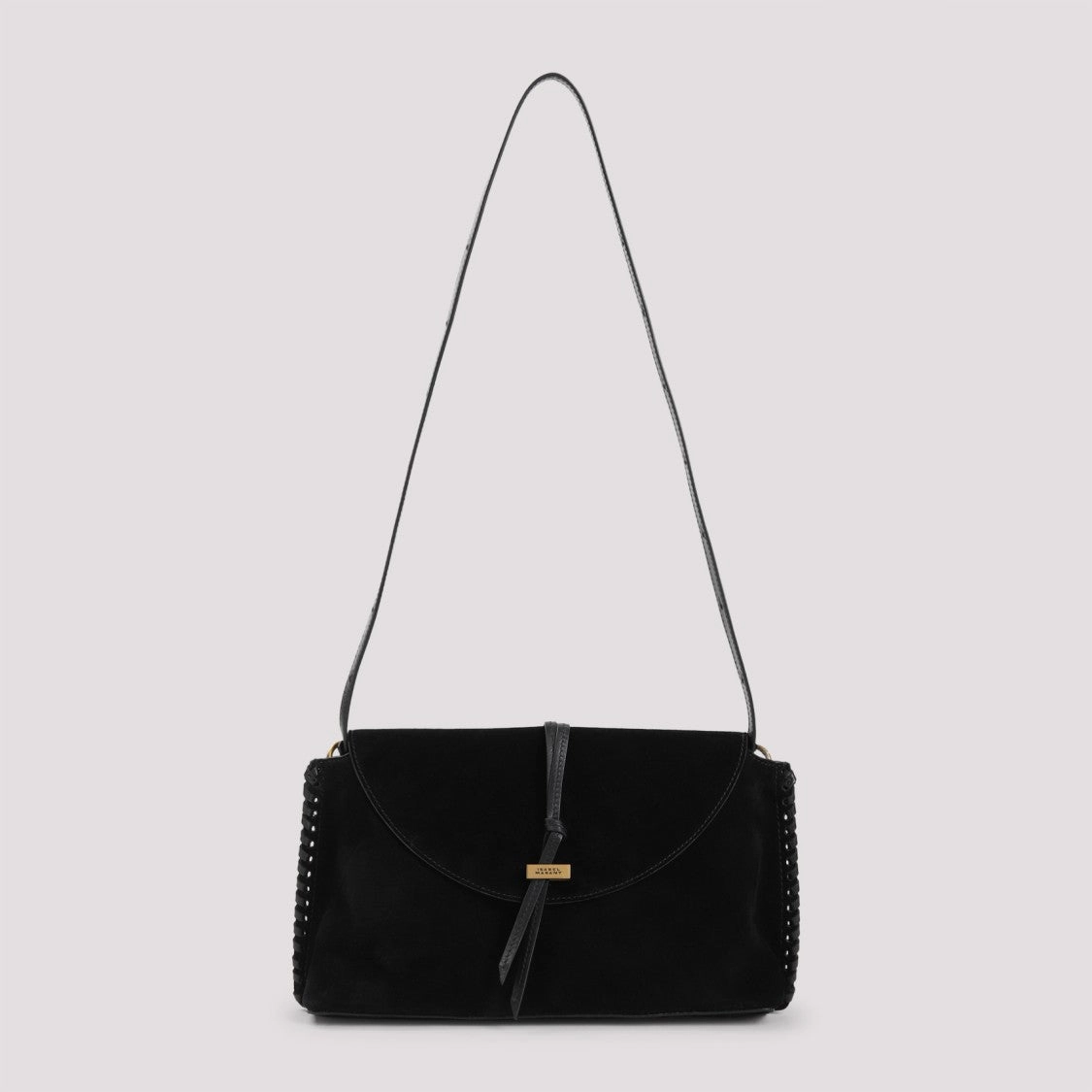 Silao Black Suede Calf Leather Shoulder Bag