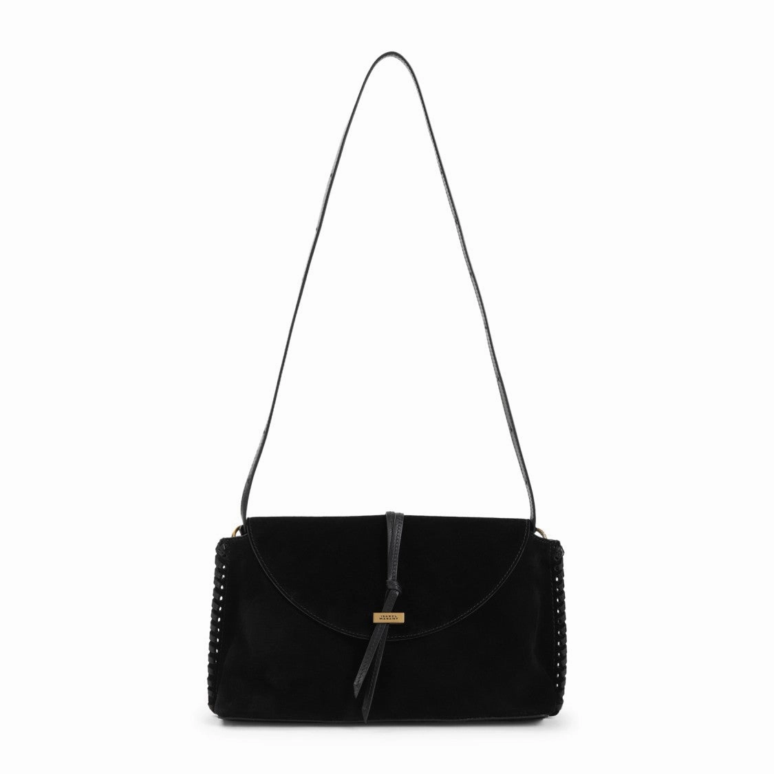 Silao Black Suede Calf Leather Shoulder Bag