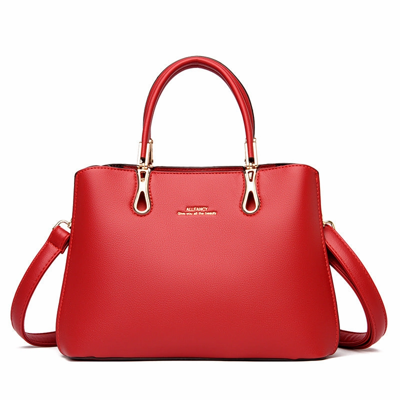 Simple Fashion PU Leather Shoulder Tote Bag for Moms