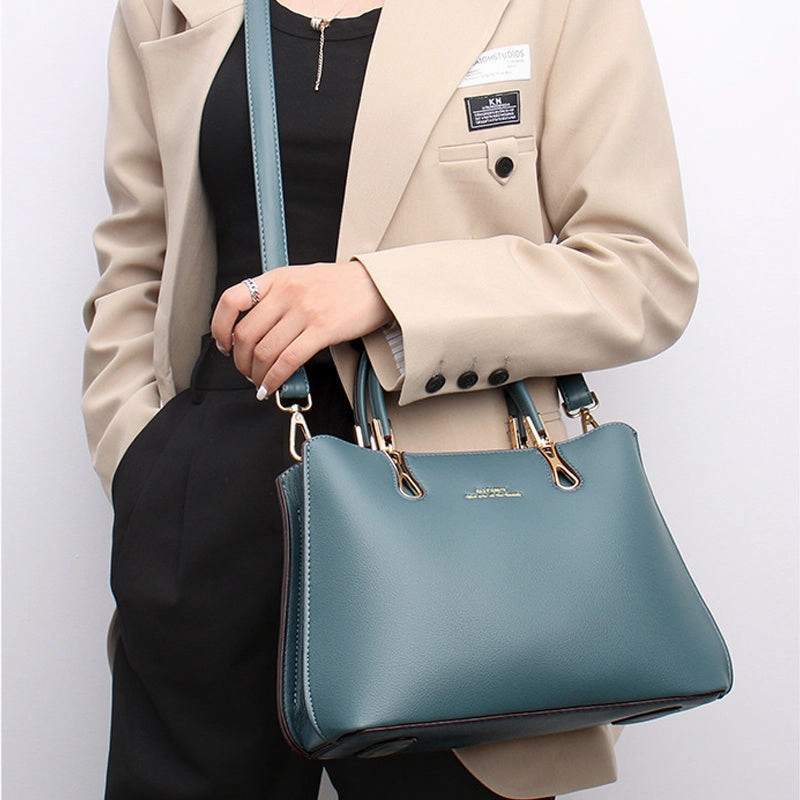 Simple Fashion PU Leather Shoulder Tote Bag for Moms
