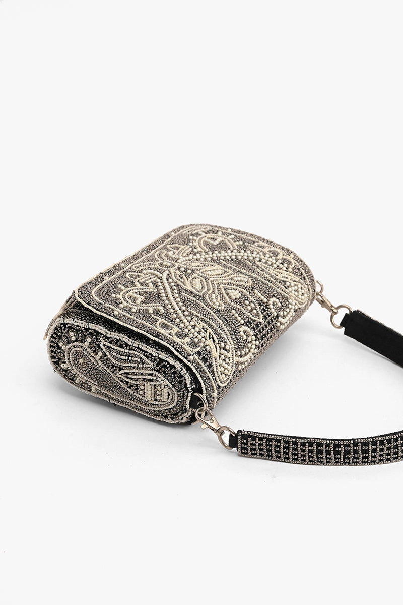 Smoked Pearl Hand Beaded Shoulder Bag