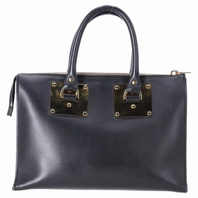 Sophie Hulme Saddle Albion Box Tote Bag Handbag in Black Leather