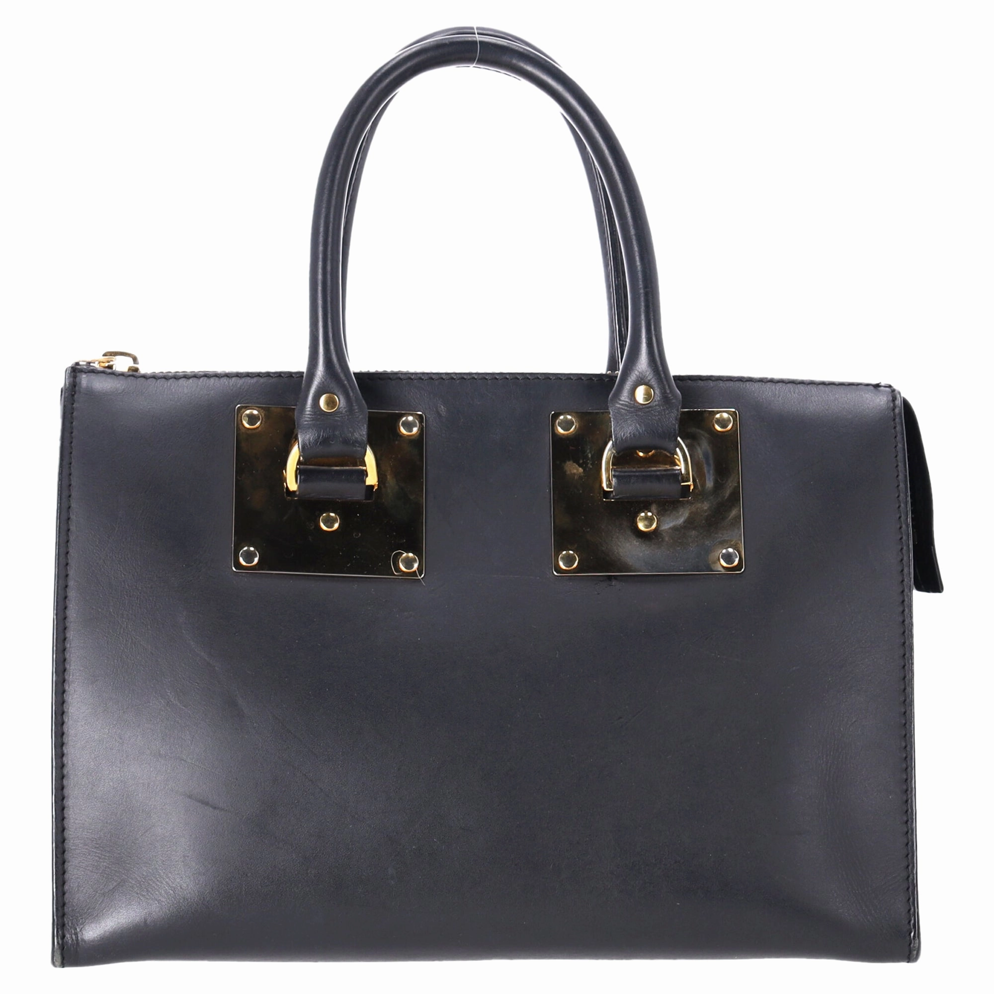 Sophie Hulme Saddle Albion Box Tote Bag Handbag in Black Leather