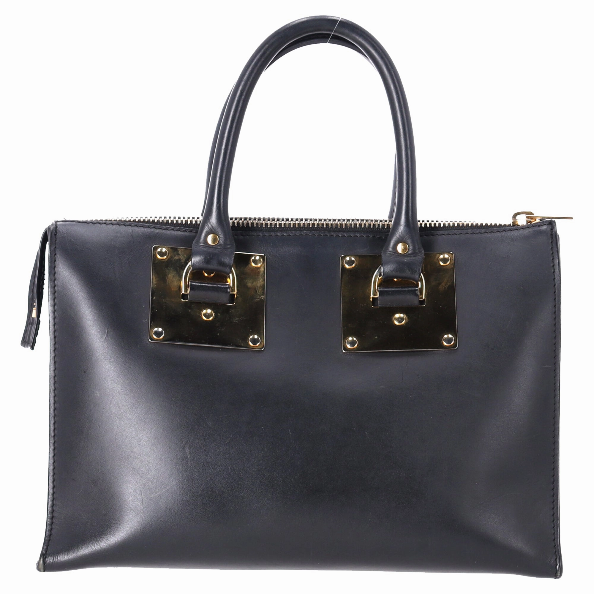 Sophie Hulme Saddle Albion Box Tote Bag Handbag in Black Leather