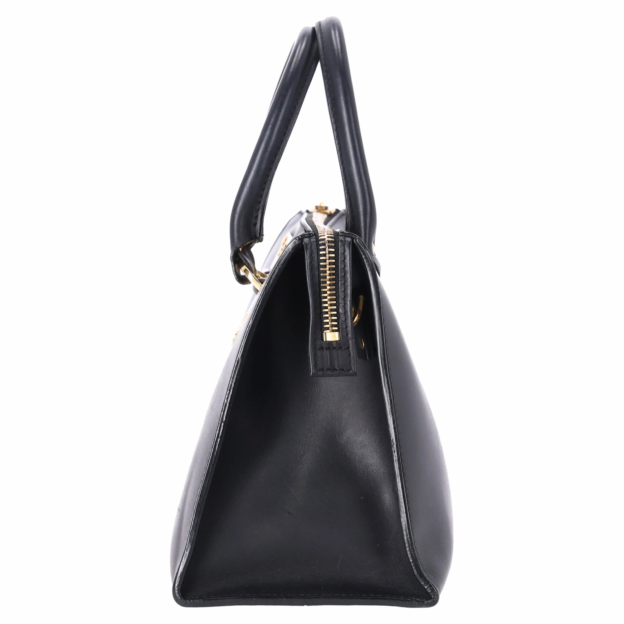 Sophie Hulme Saddle Albion Box Tote Bag Handbag in Black Leather
