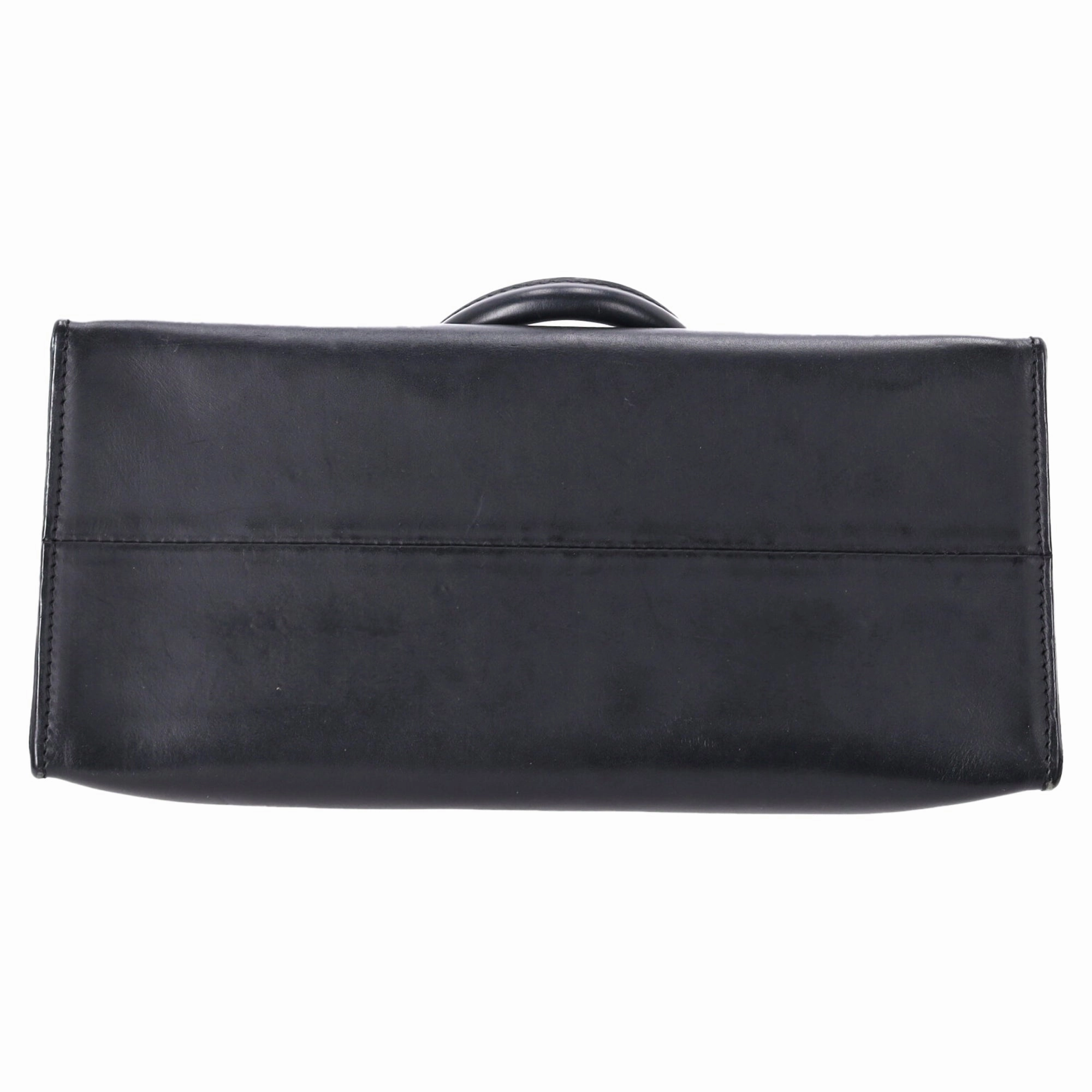 Sophie Hulme Saddle Albion Box Tote Bag Handbag in Black Leather