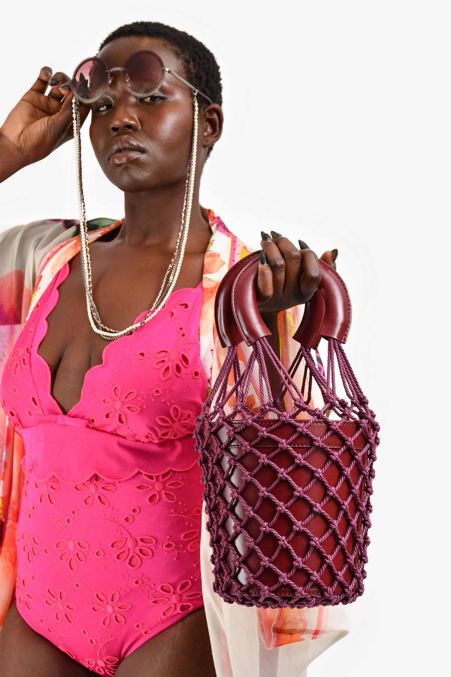 Staud Maroon Moreau Bucket Bag