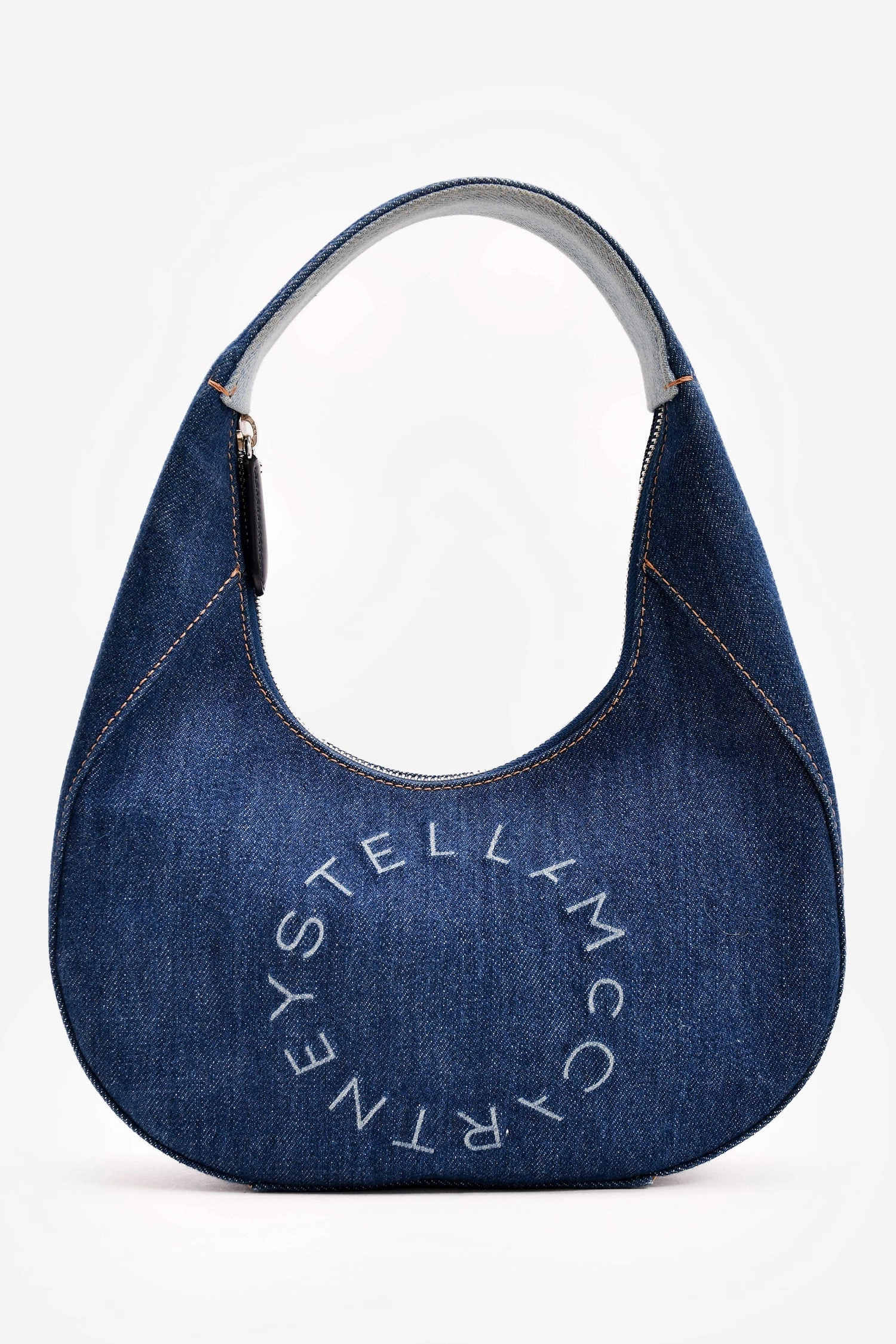 Stella McCartney Denim Small Logo Eco Hobo Shoulder Bag