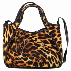 Stella Mccartney Studded Leoapard-Print Tote Bag in Brown Cotton