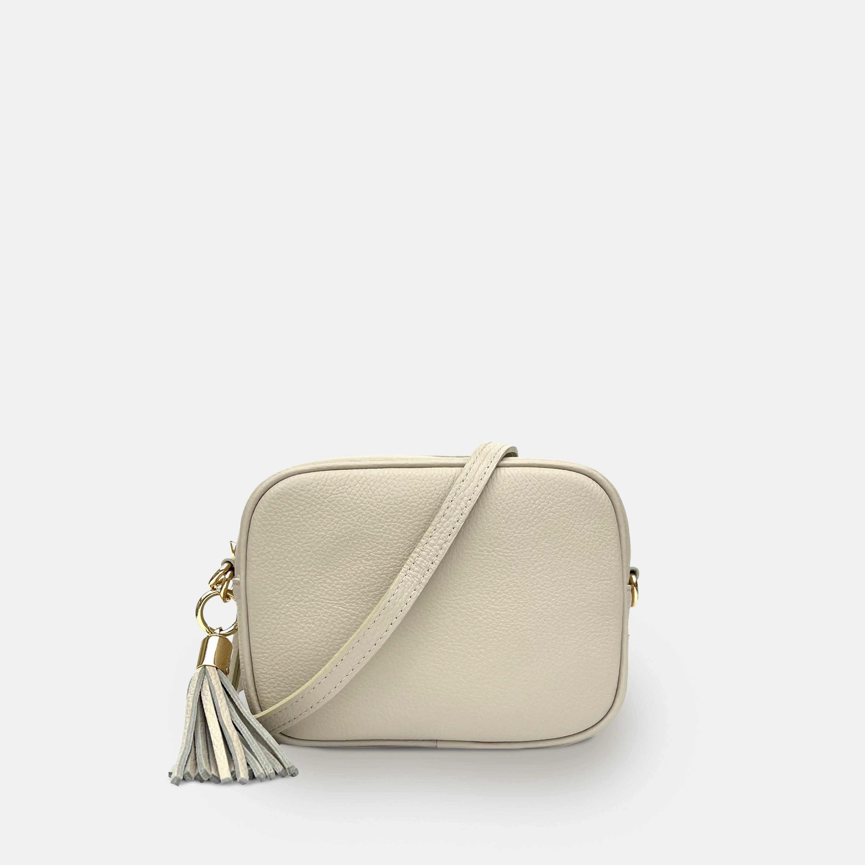 Stone Leather Crossbody Bag With Gold Chain Strap