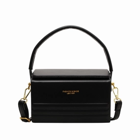 Striped Letter Textured Hard Shell  Crossbody Bag