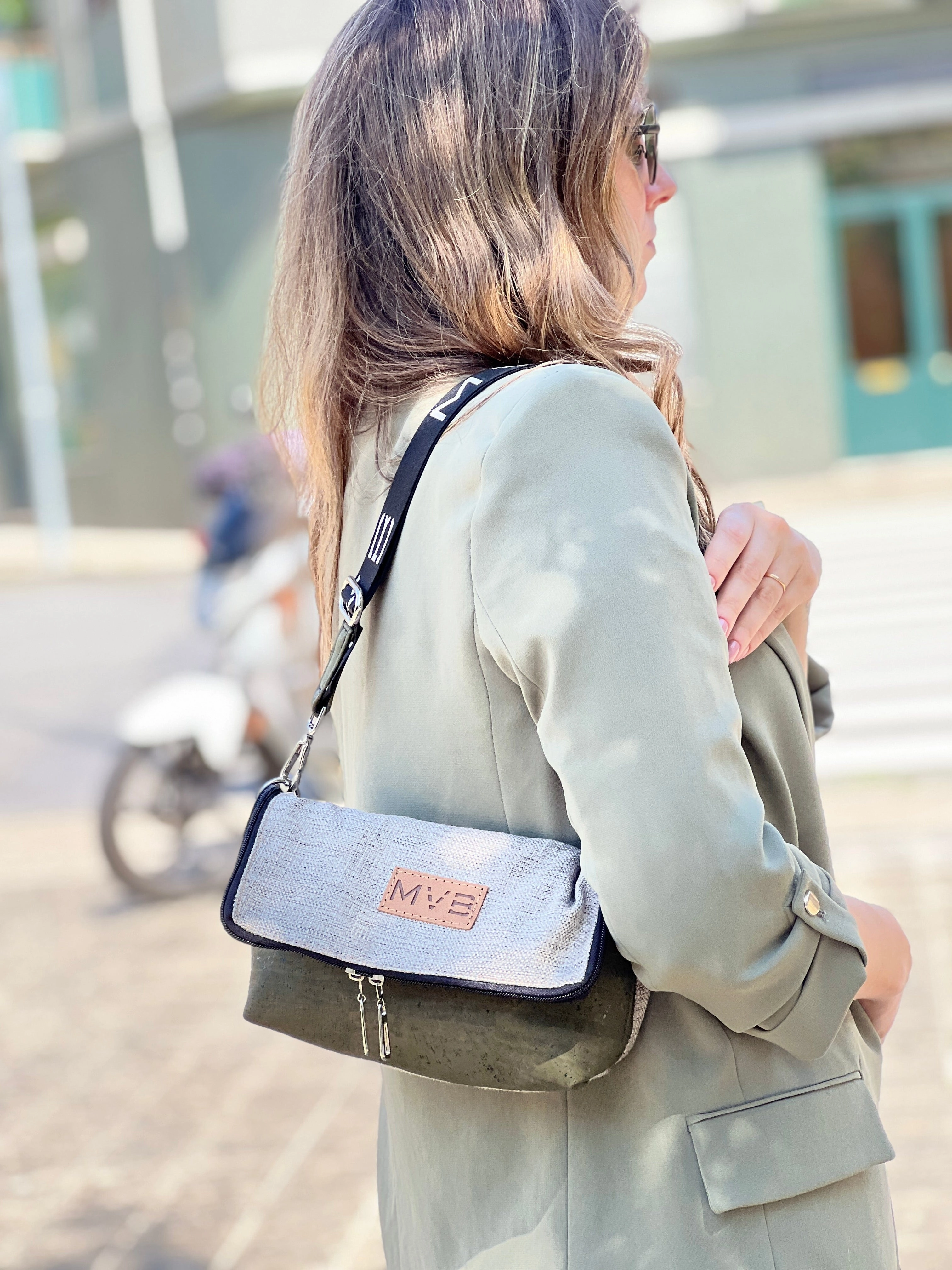 Summer Canvas & Cork Vegan Crossbody Flop Bag | Soft Earth