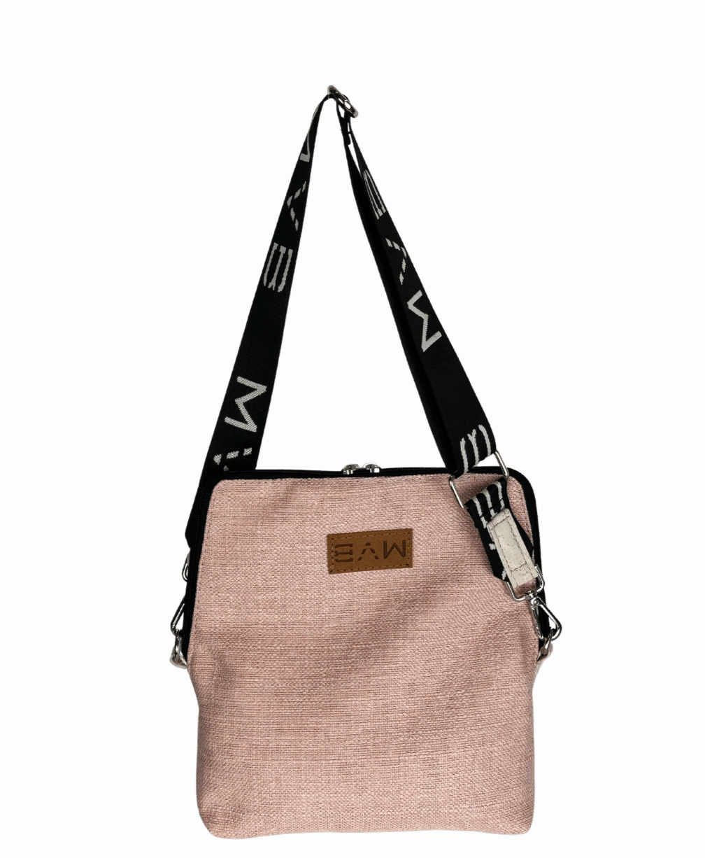 Summer Canvas & Cork Vegan Crossbody Flop Bag | Soft Pink