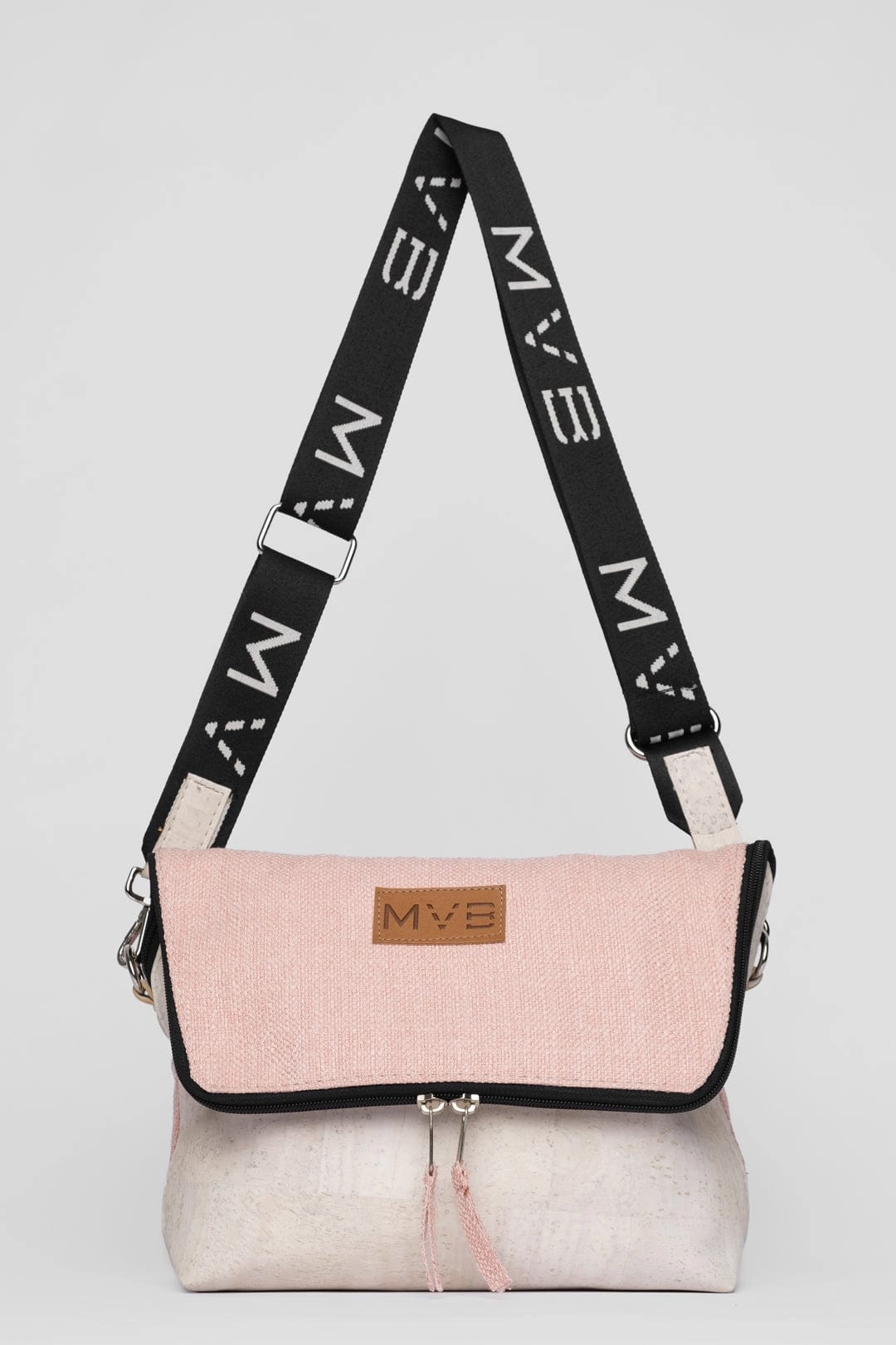 Summer Canvas & Cork Vegan Crossbody Flop Bag | Soft Pink