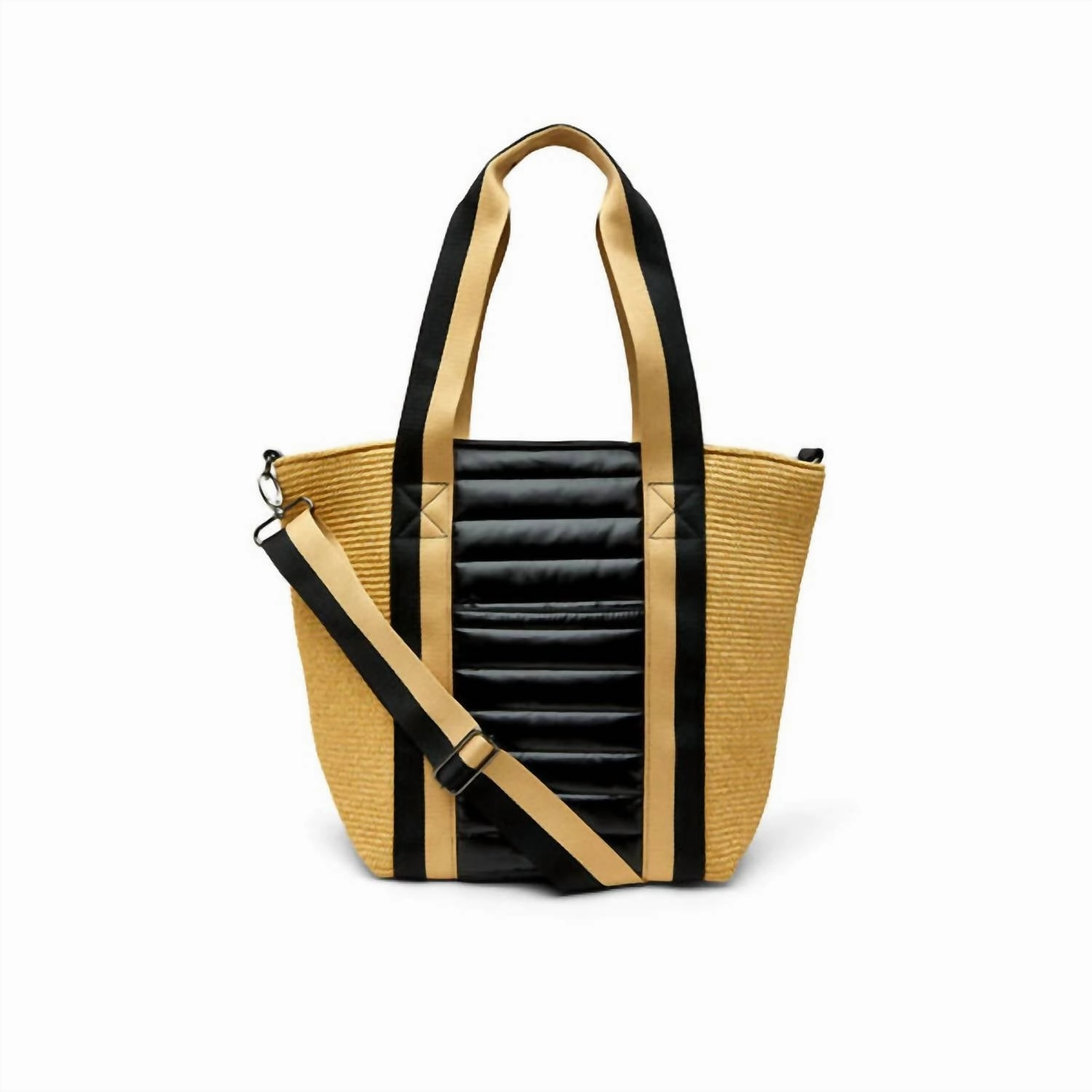 Sunset Tote Bag In Dune Raffia/black