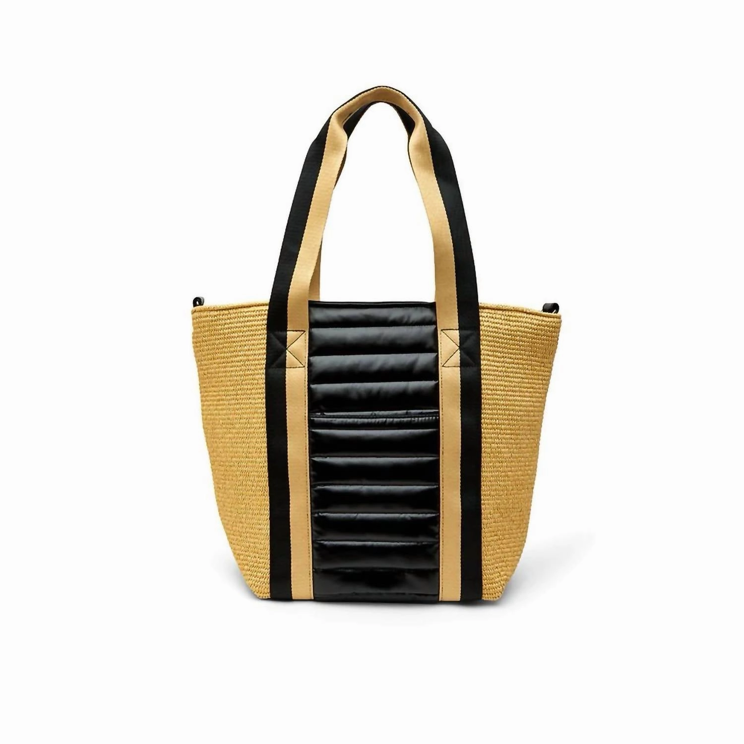 Sunset Tote Bag In Dune Raffia/black