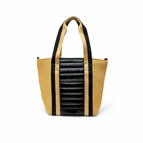 Sunset Tote Bag In Dune Raffia/black