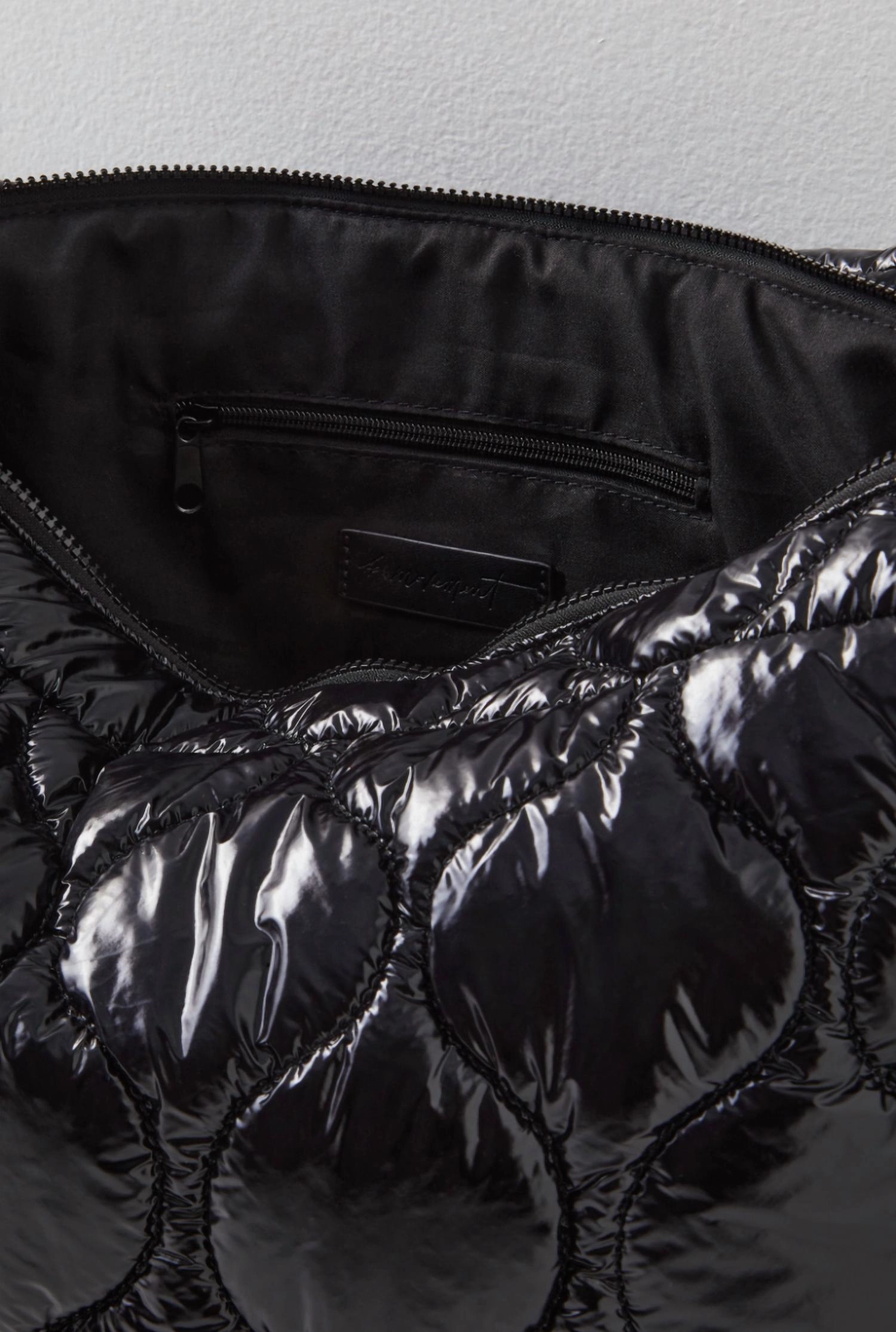 Surplus Shine Carryall Tote Bag In Black Patent