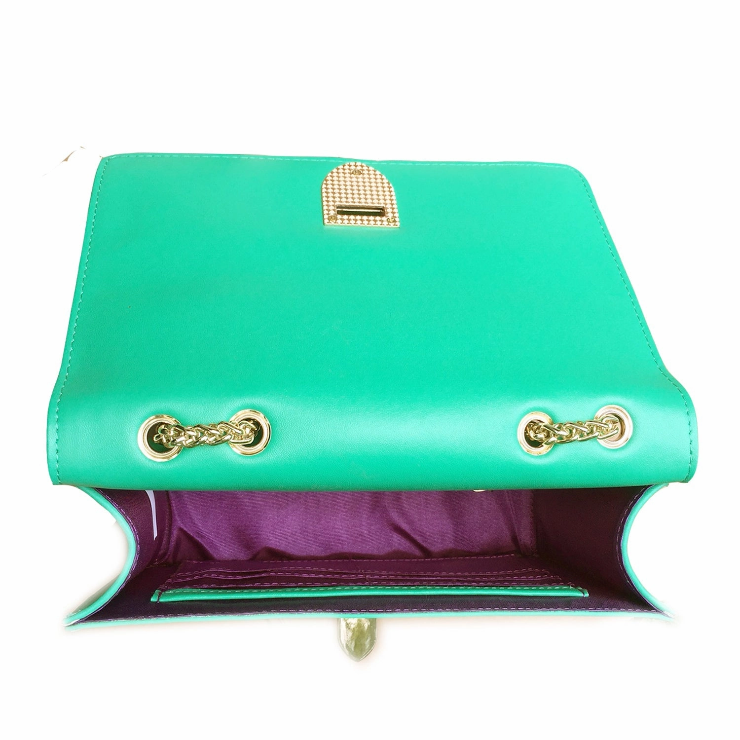 SUSU Josie Green Leather Shoulder Bag With Chain Strap