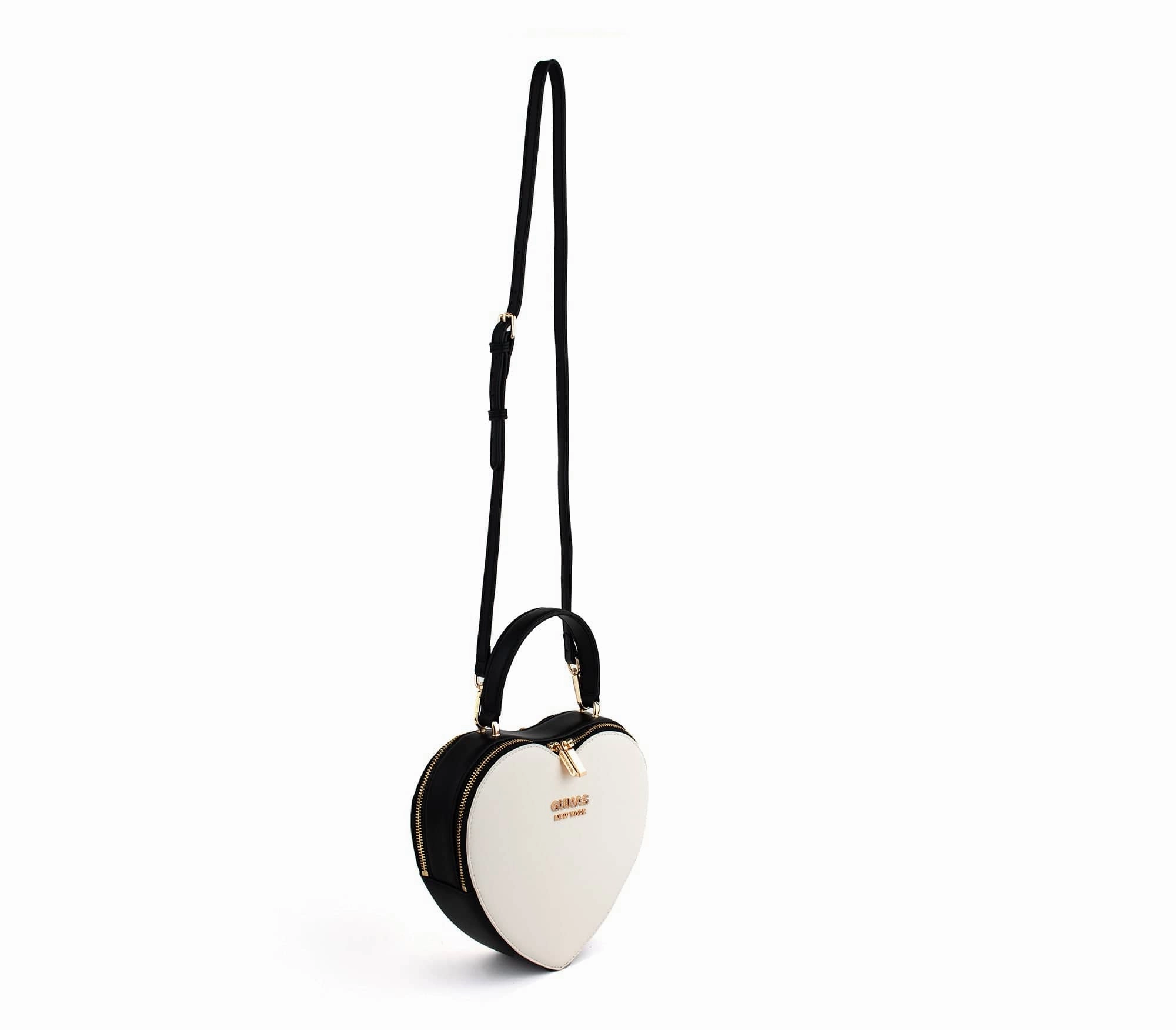 Sweetheart Tiffany Vegan Leather Crossbody Bag | Black & White