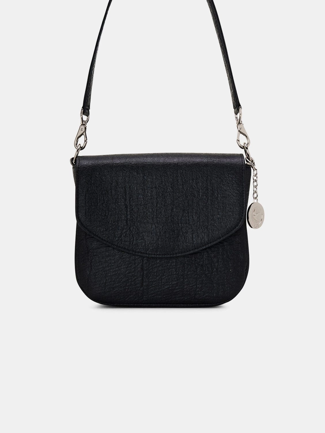 Tashi Pinatex Vegan Leather Shoulder & Crossbody Bag | Metallic Black