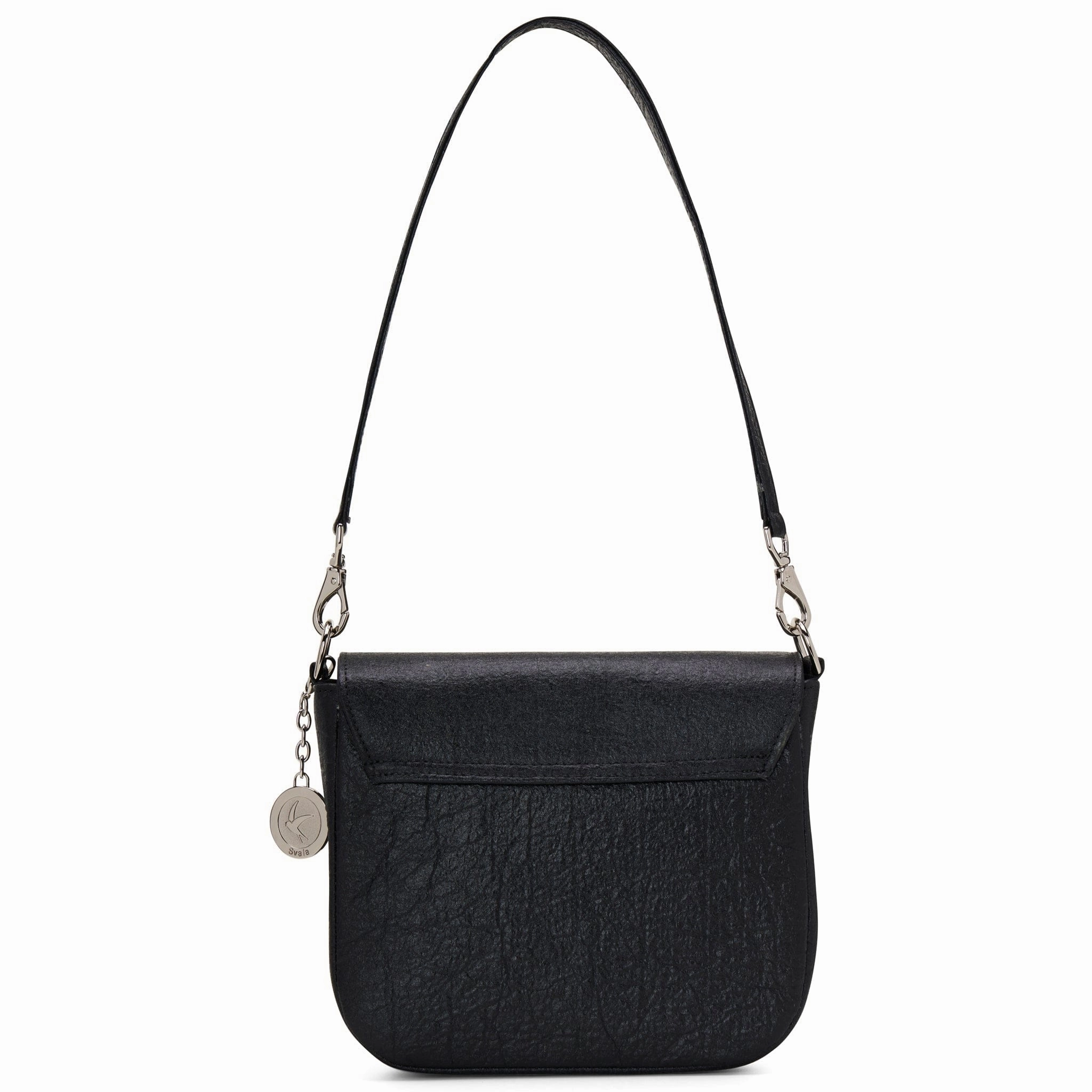 Tashi Pinatex Vegan Leather Shoulder & Crossbody Bag | Metallic Black
