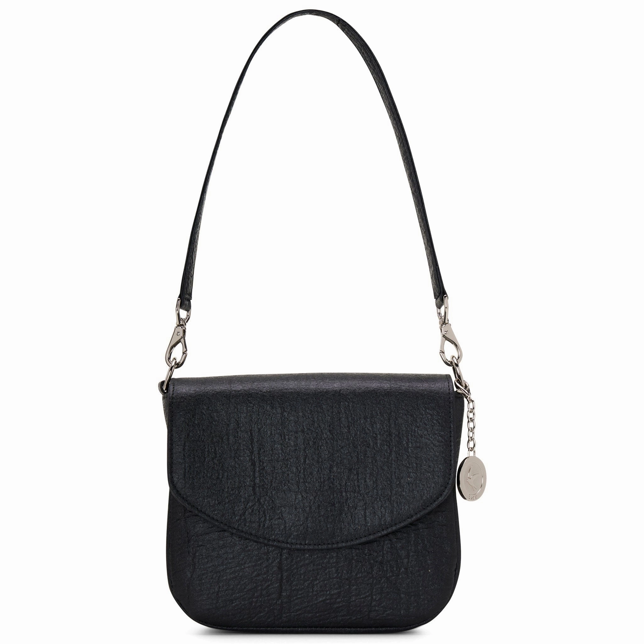 Tashi Pinatex Vegan Leather Shoulder & Crossbody Bag | Metallic Black