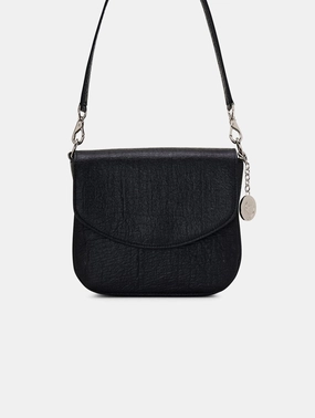 Tashi Pinatex Vegan Leather Shoulder & Crossbody Bag | Metallic Black